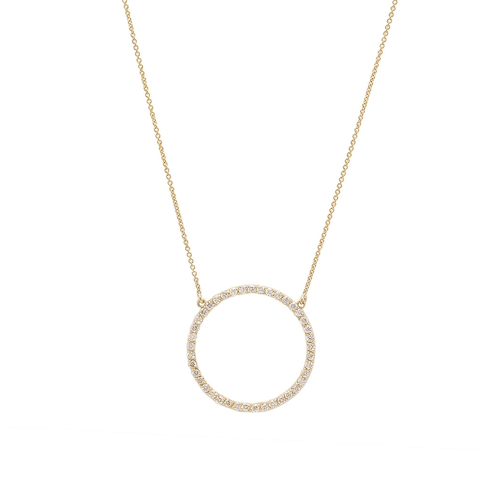 Gold Crystal Circle Pendant Necklace